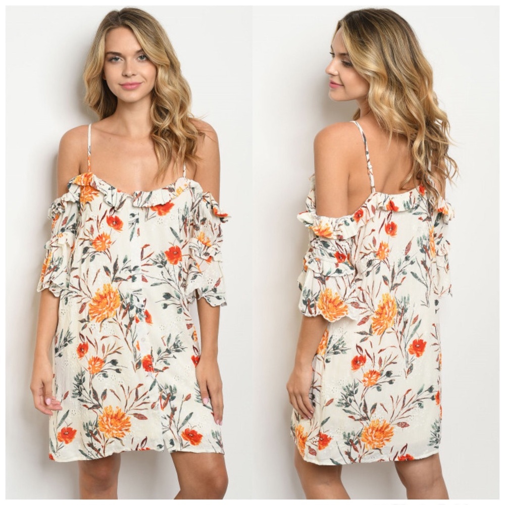 3-PACK Ivory Flowers Print Dress